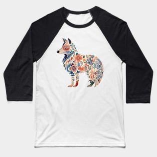 A Cute Flower Fox Scandinavian Art Style Baseball T-Shirt